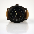 gun case dial calendar quartz movement leather wrist watch men